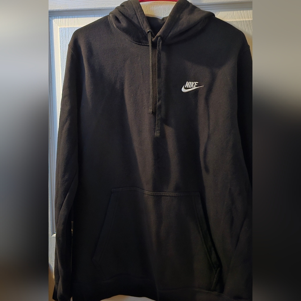 SOLD Nike Men's Black Hoodie with White Swoosh